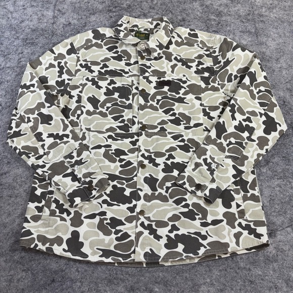 NWT Marsh Wear Delano Shacket Mens XL Stone Mallard Camo Button 4 Pocket Canvas